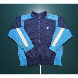 VTG 90s Nike Windbreaker‎ Jacket Mens Large Blue Colorblock Swoosh Track Lined